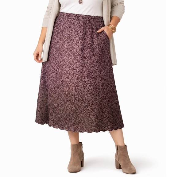 Le Suit Dresses & Skirts - Les Suit Womens Midi Skirt Purple Brown Floral Workwear Boho Plus 22W size